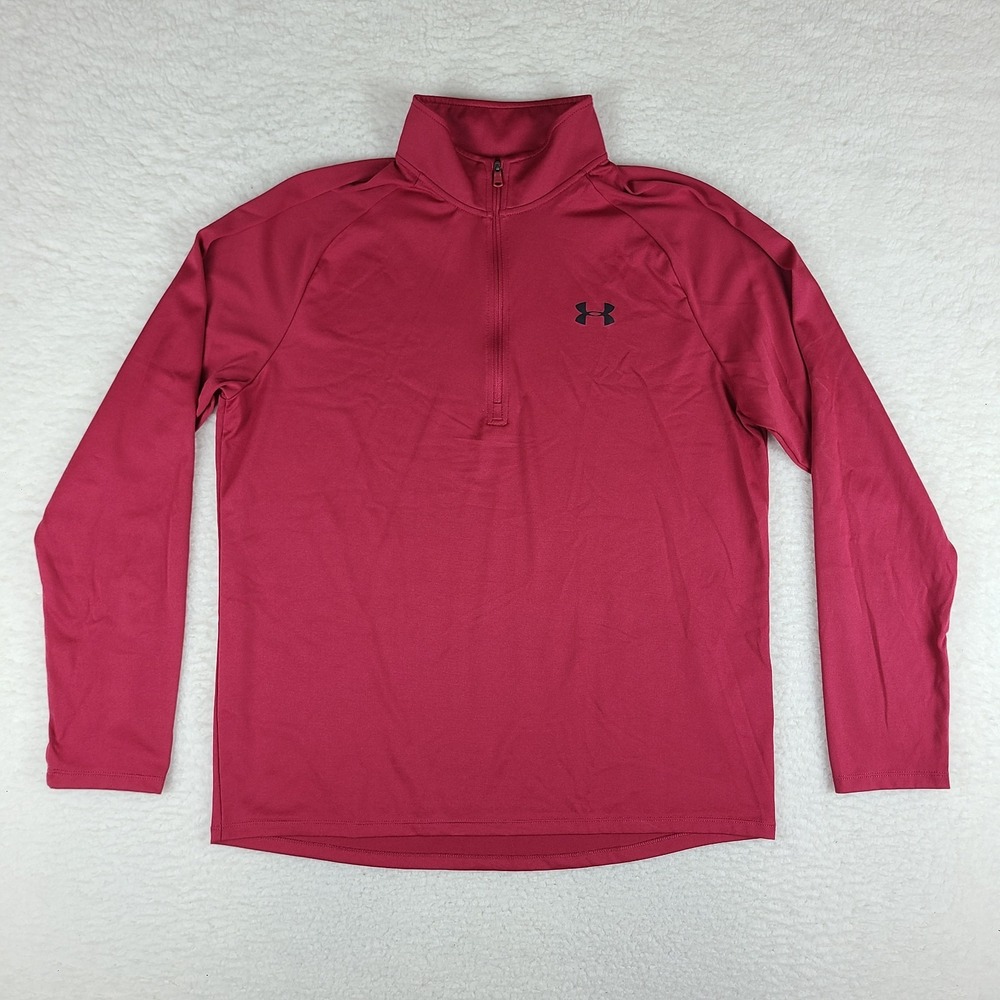 Under Armour Sweater Mens Large Red Loose‎ Heatgear Performance Tech Golf